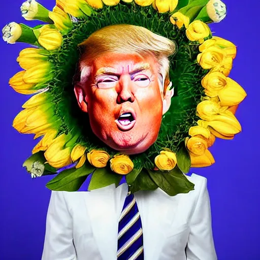 Image similar to Donald Trump in a flower, photographed by Anne Geddes