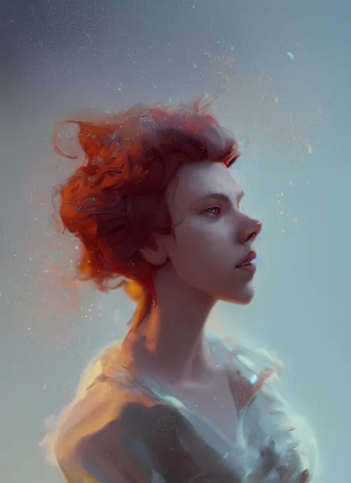 Image similar to a beautiful portrait of scarlett johansson mixed with lion. character design by cory loftis, fenghua zhong, ryohei hase, ismail inceoglu and ruan jia. volumetric light, detailed, rendered in octane