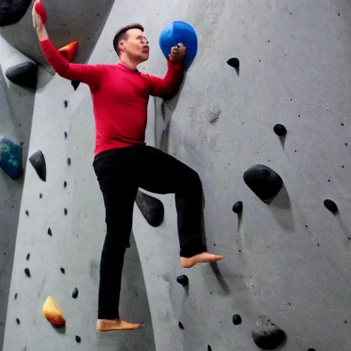 Image similar to Elon musk at the bouldering gym