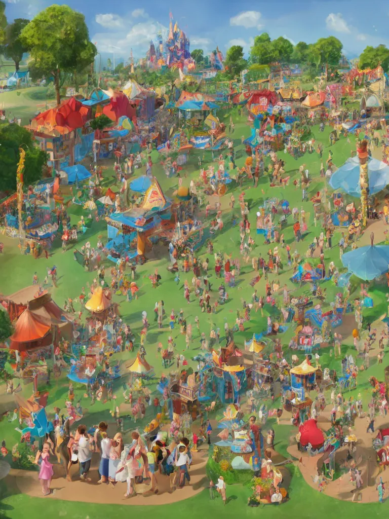 Image similar to summer fair by disney concept artists, blunt borders, rule of thirds