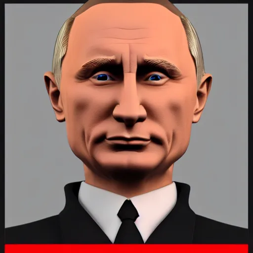 Image similar to Vladimir Putin amiibo, 8k, raytracing, cartoon, blender render, unreal 6