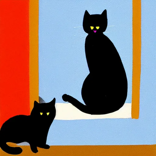 Image similar to sad black cat outside clawing at window, by Tom hammick