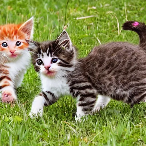 Image similar to kittens playing in a meadow