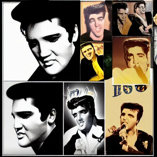 Image similar to elvis presley collage, in the style of jose gurvich