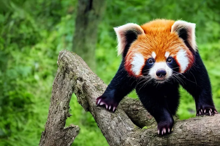 Image similar to a pig red panda!!! hybrid! hyper realistic!! realistic lighting!! wildlife photographer of the year!!! bold natural colors, national geographic, hd, wide angle, 8 k