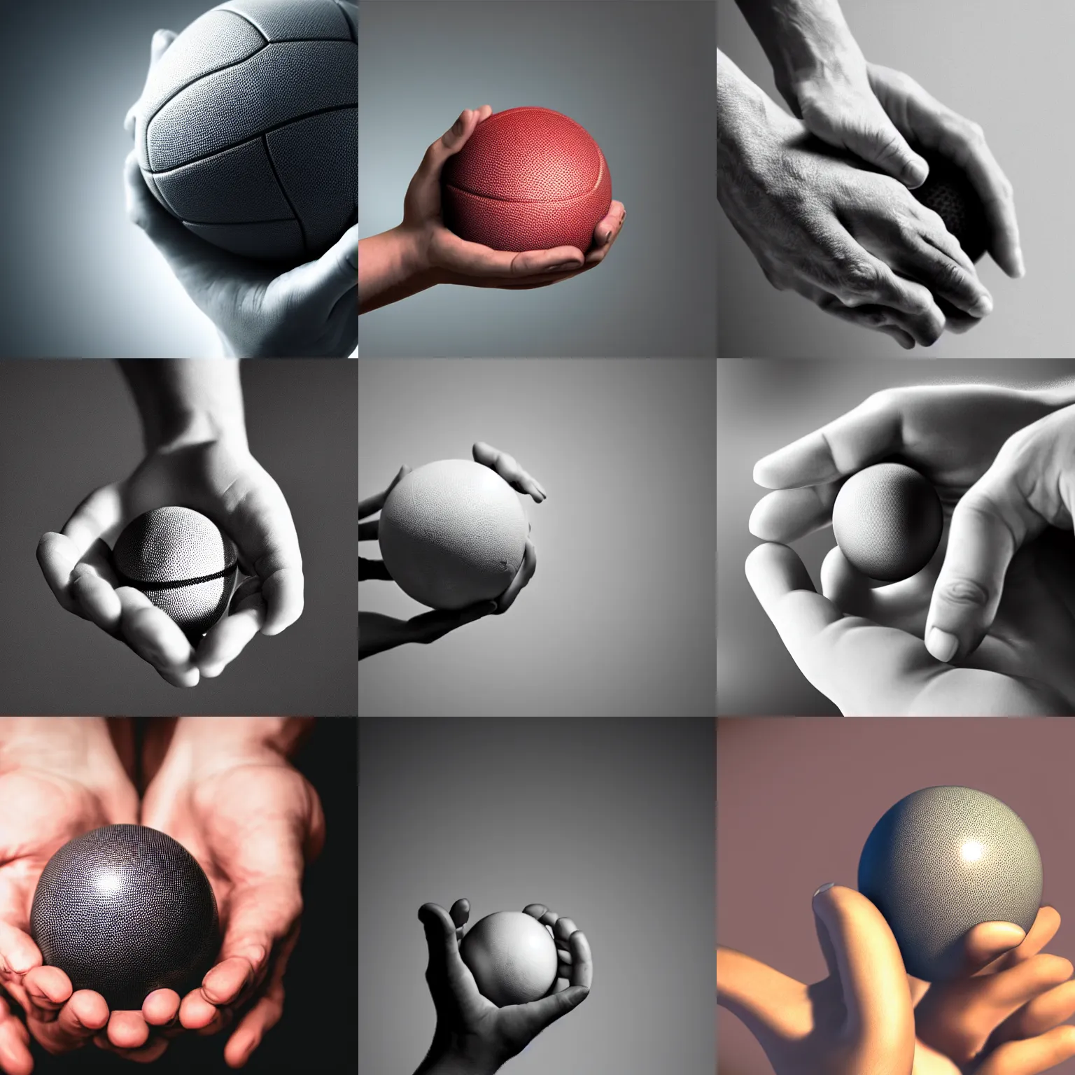 Prompt: extreme close - up shot, hands holding a ball, physiology, anatomy, dynamic lighting, photorealistic, realistic, 2 5 mm