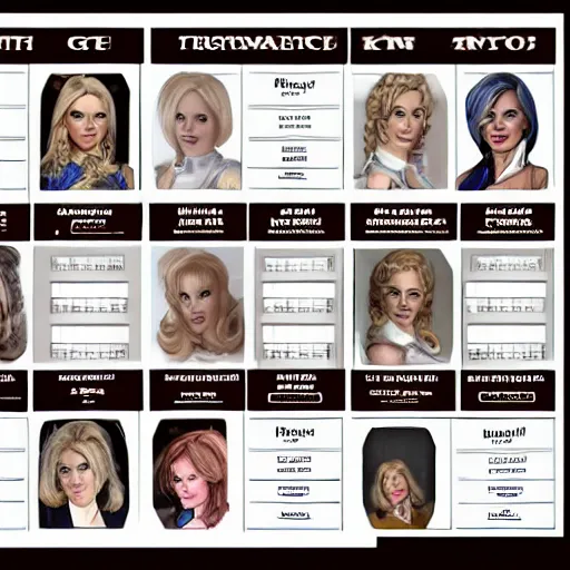 Prompt: character sheet for blonde republican battle karens