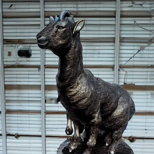 Image similar to goat statue, cyberpunk