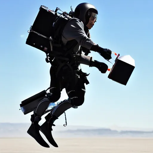 Image similar to a jetpack that tears its wearer apart on launch
