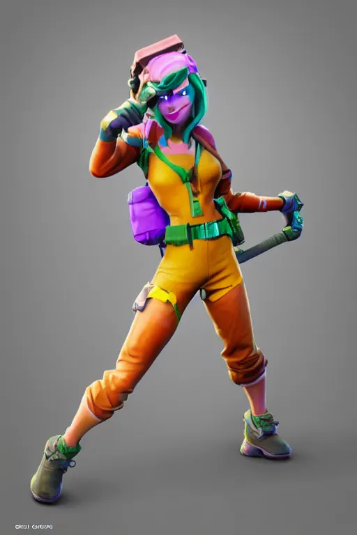 Image similar to fornite lady epic game design fanart by concept artist gervasio canda battle royale kaws radiating a glowing aura global illumination ray tracing hdr render in unreal engine 5