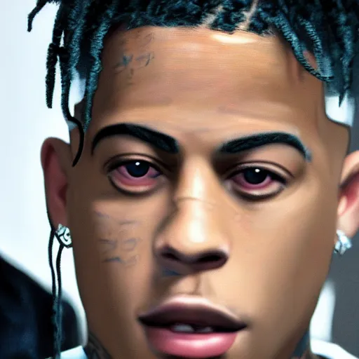 Prompt: hyper realistic and detailed closeup of xxxtentacion