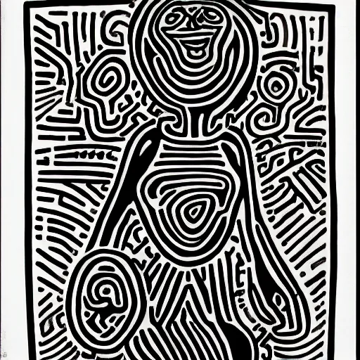 Prompt: a black woman, pregnant, by keith harring, intricate details, colorful