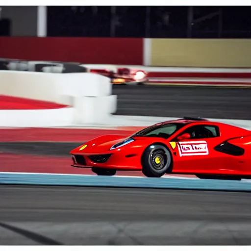 Image similar to ferrari wins in las vegas street circuit. dslr, 8 k, iso 2 0 0 0