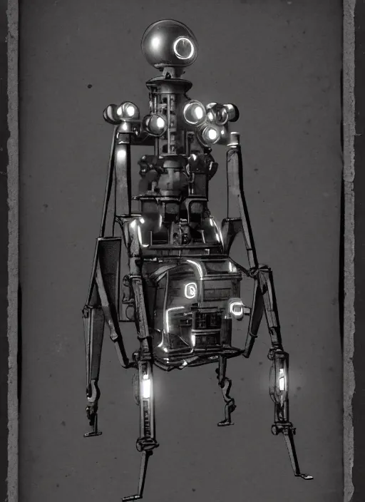 Image similar to 1 8 8 5 photo of a steampowered riveted glados from portal 2, daguerrotype, high quality