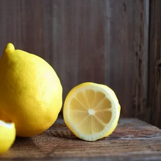 Prompt: a lemon wearing a suit