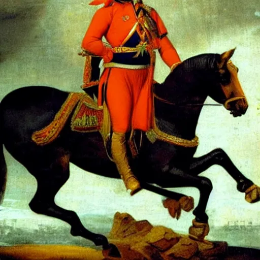 Prompt: narendra modi riding a horse, napoleon style, italian renaissance