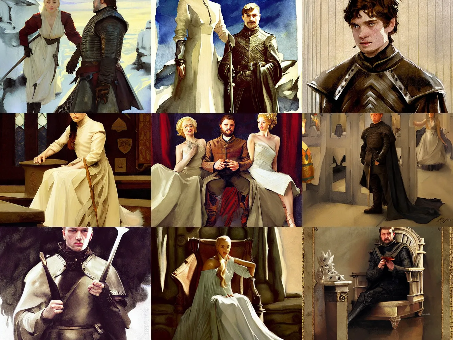 Prompt: game of thrones painting by sargent and leyendecker