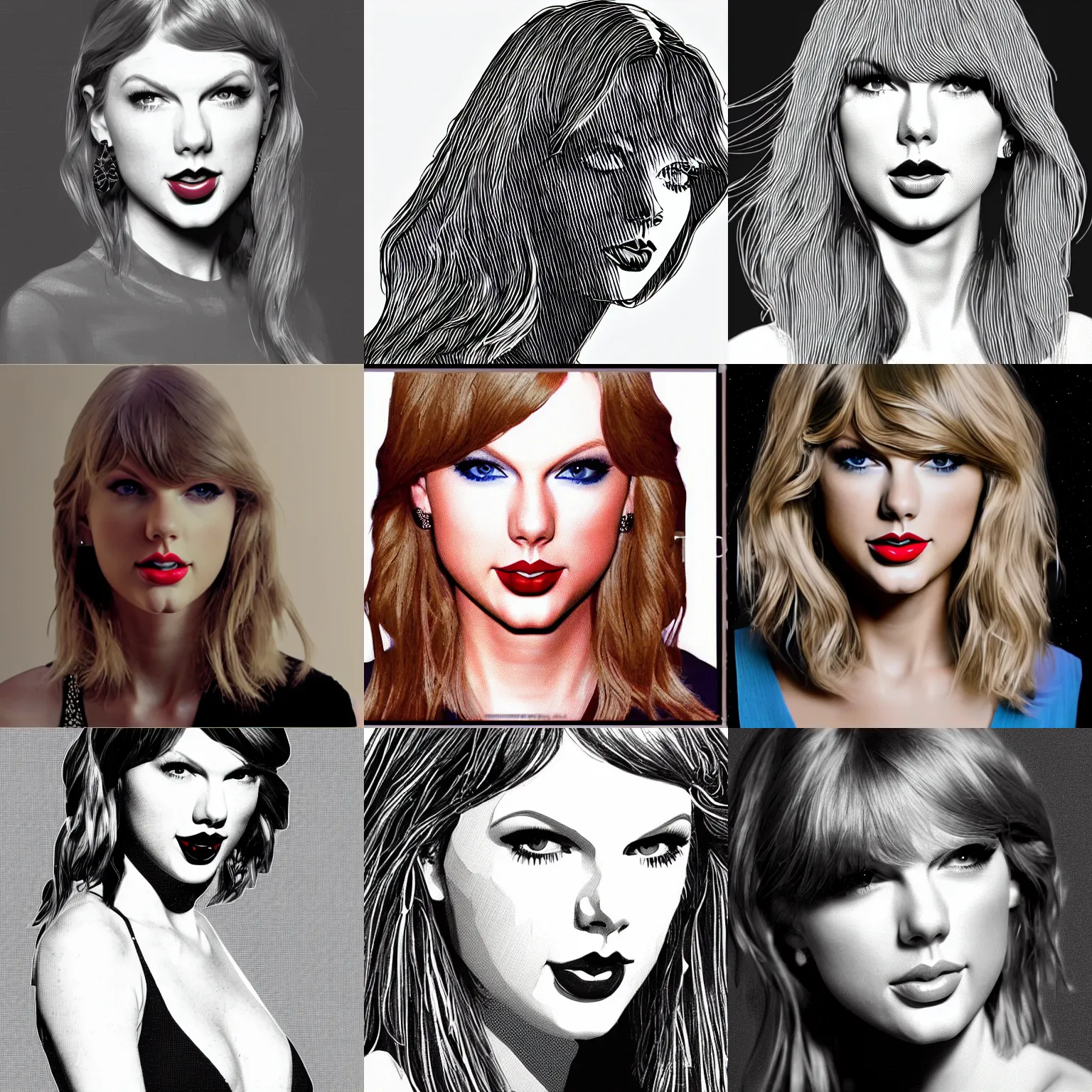 Prompt: portrait of taylor swift, rotoscoping