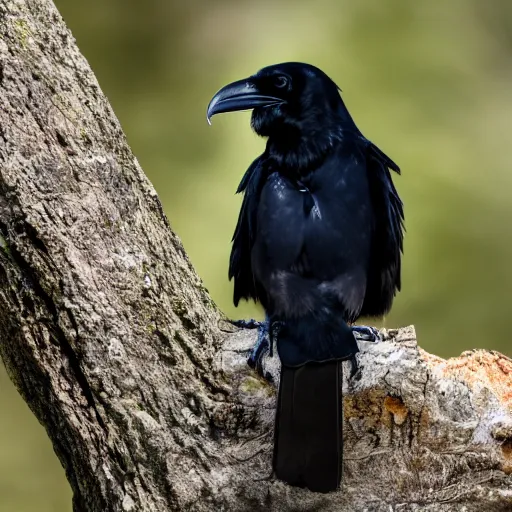 Image similar to A high quality photo of a raven perched on a tree, 4k, detailed, focus on a raven