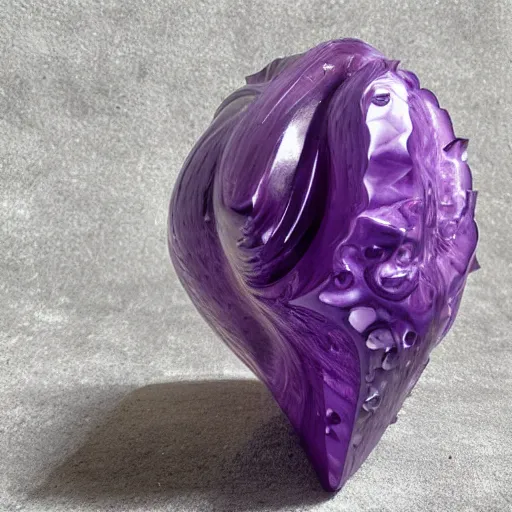 Prompt: abstract carved sculptural amethyst form, wiggly wild smooth bubbly dripping spiky imaginative irrational shape puddles, fluid and dynamic forms, detailed and complex, sharp and smooth, product photo