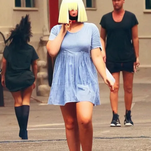 Image similar to sia furler wearing a short dress photoshoot