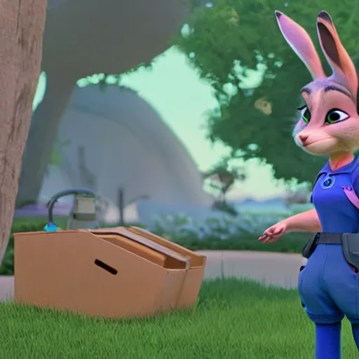 Image similar to judy hopps of zootopia controls the drone