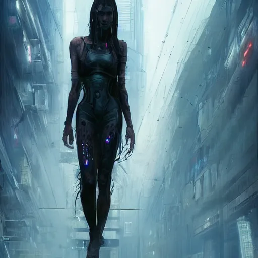 Image similar to evil a. i., cyberpunk, neuromancer, painted by greg rutkowski, painted by stanley artgerm, digital art, trending on artstation