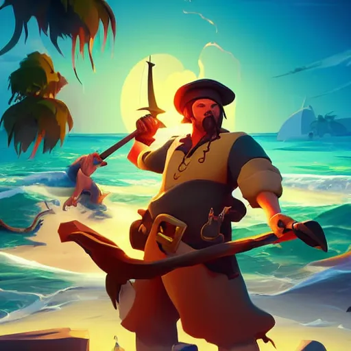 Image similar to painting treasure on sea of thieves game smooth median photoshop filter cutout vector, behance hd by jesper ejsing, by rhads, makoto shinkai and lois van baarle, ilya kuvshinov, rossdraws global illumination