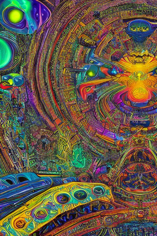 Prompt: futuristic universe, death of humanity, psychedelic dmt trip, detailed intricate, 8 k