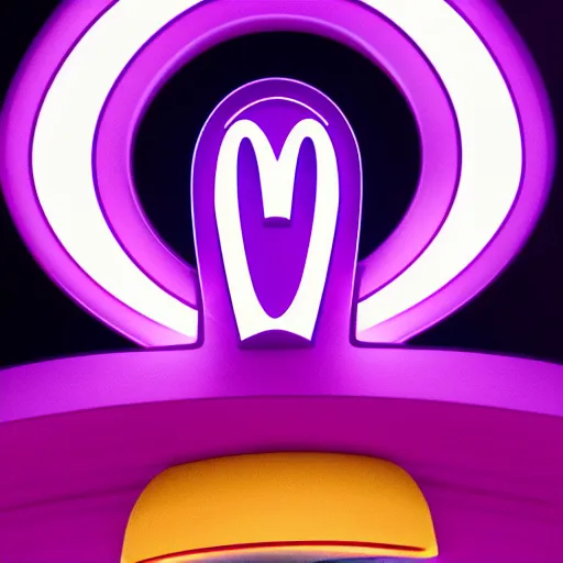 Prompt: closeup portrait of an ethereal mcdonalds made of purple light, divine, cyberspace, mysterious, dark high-contrast concept art