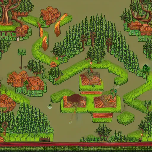 Image similar to level design of a 2 d game, forest theme