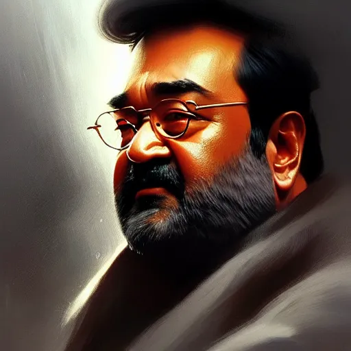 Image similar to Mohanlal , colorful painting on grey scale face, powerful , magic, thunders, dramatic lighting, intricate, wild, highly detailed, digital painting, artstation, concept art, smooth, sharp focus, illustration, art by artgerm and greg rutkowski and alphonse mucha, footage