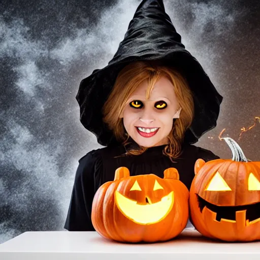 Image similar to Scary Ugly Halloween Witch with a big nose and glowing cauldron.