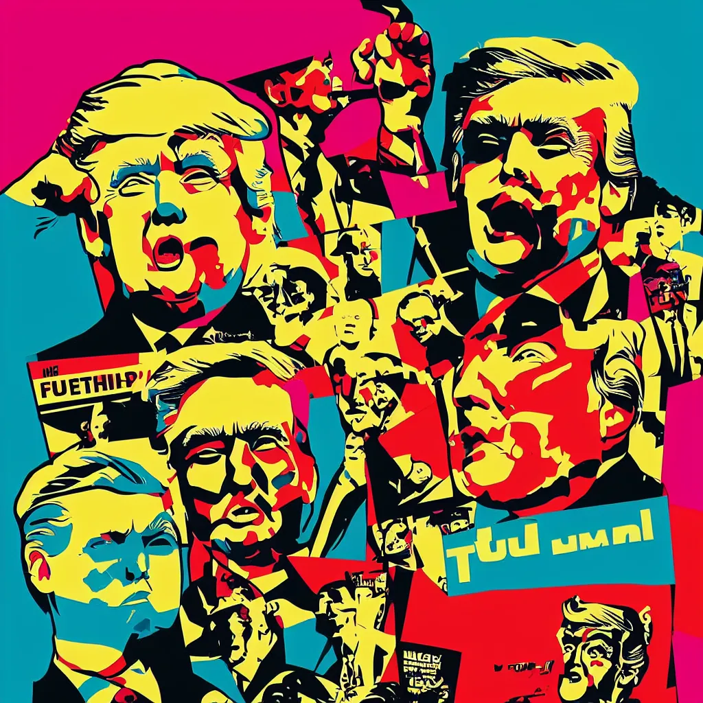 Image similar to donald trump retro futurist illustration art by butcher billy, sticker, colorful, illustration, highly detailed, simple, smooth and clean vector curves, no jagged lines, vector art, smooth andy warhol style