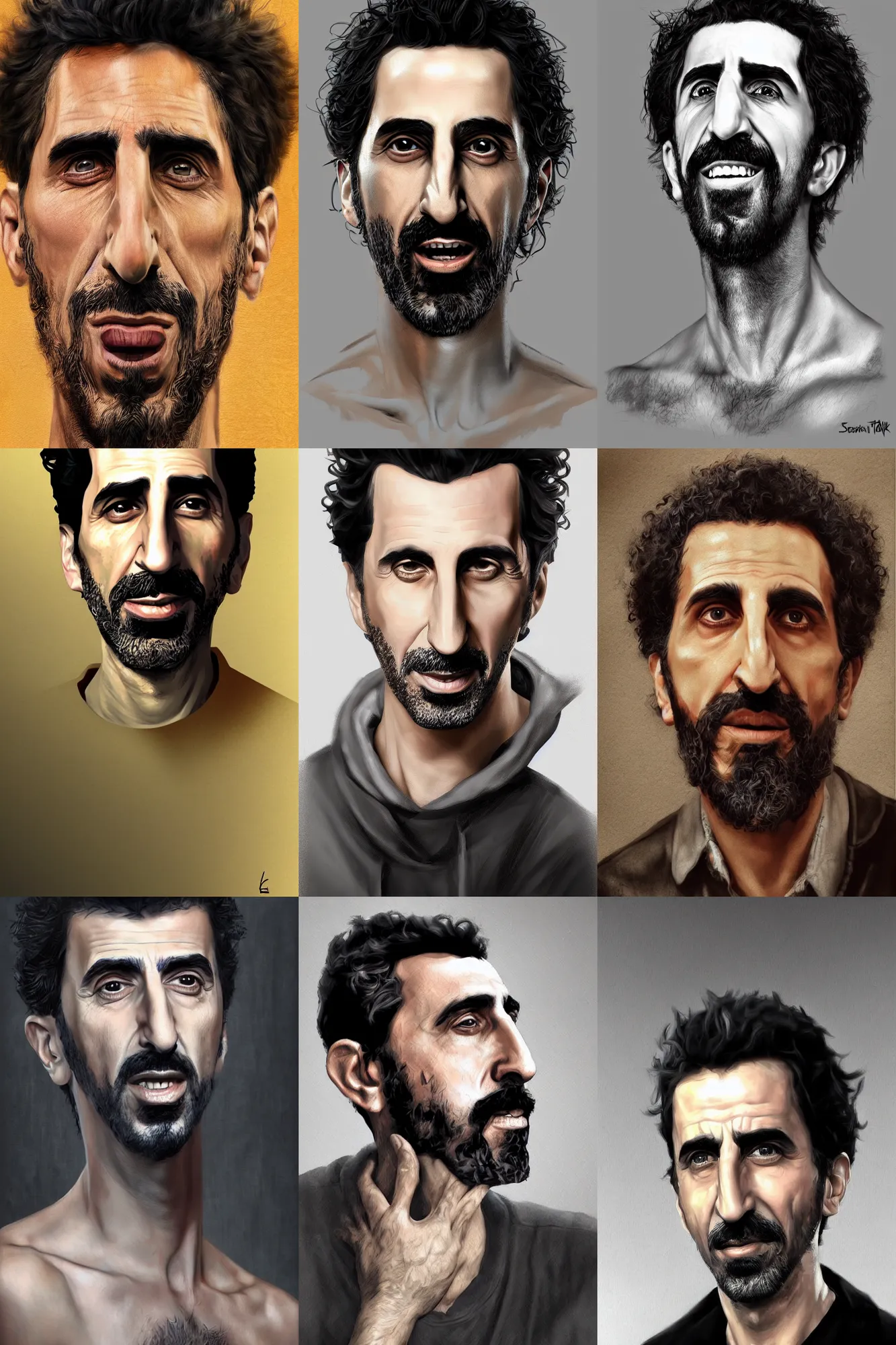 Prompt: portrait of serj tankian, digital painting, very realistic, very detailed, artstation, 4 k, high quality