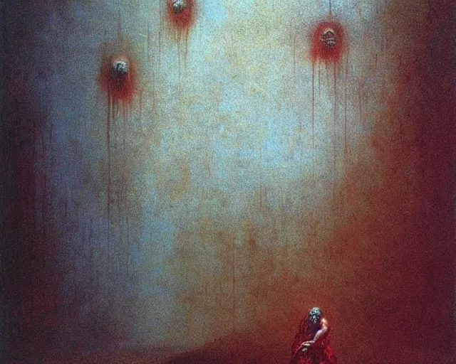 Image similar to by francis bacon, beksinski, mystical redscale photography evocative. horrid, abominable, disgusting, vile, revolting, fanged creature