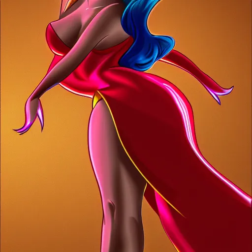Prompt: jessica rabbit dancing in the spotlight. photorealistic. high details