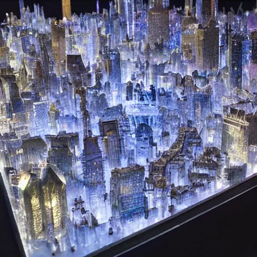 Image similar to A fantastical cityscape made entirely of crystal