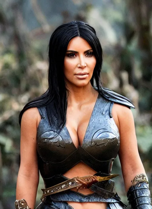 Image similar to movie still of kim kardashian as xena