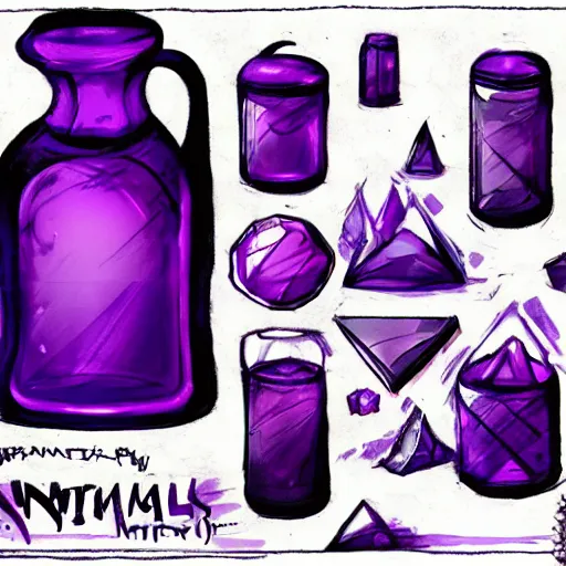 Prompt: Amethyst potion. Fantasy concept art.