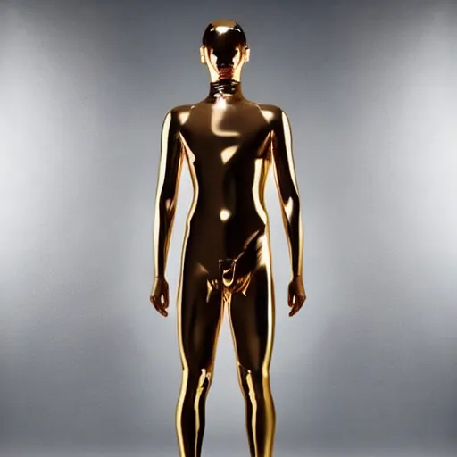 Prompt: a beautiful athletic male holographic metal manequin, photographed by erwin olaf