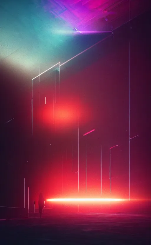 Image similar to a love affair with doubt, dark retrowave, glitch art, interstellar, beautifully lit, by Pascal Blanché, artstation, unreal engine