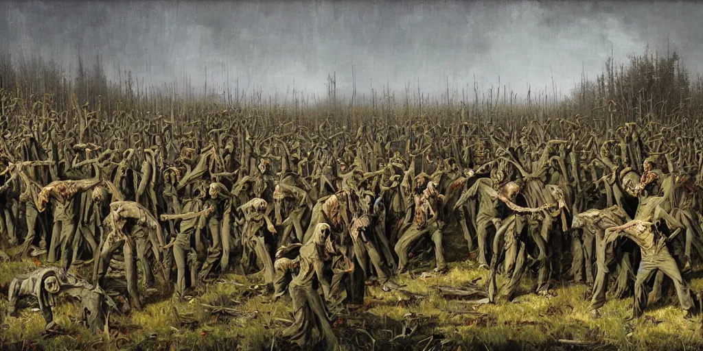 Image similar to home depot zombie hoards painted by david friedrich