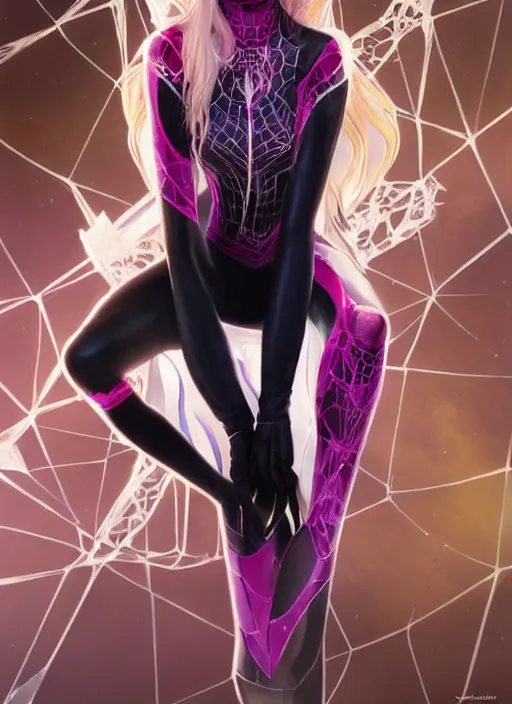 Prompt: ultra realistic illustration, bella thorne as spidergwen, intricate, elegant, highly detailed, digital painting, artstation, concept art, smooth, sharp focus, illustration, art by artgerm and greg rutkowski and alphonse mucha and wlop