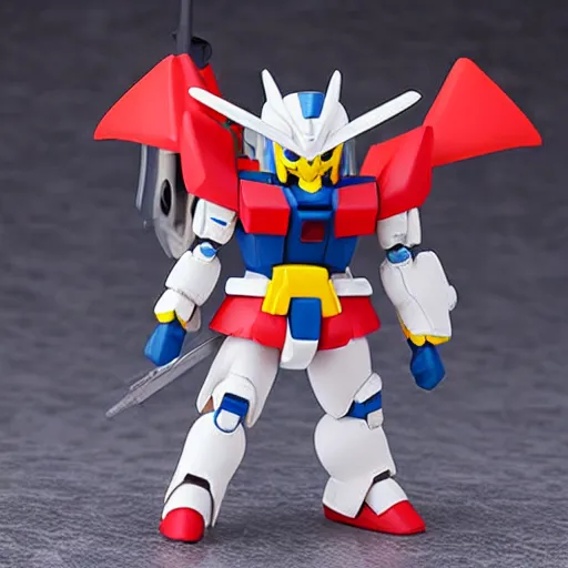 Prompt: high quality portrait flat matte painting of gundam in the style of nendoroid and Toon toys , flat anime style, thick painting, medium close-up