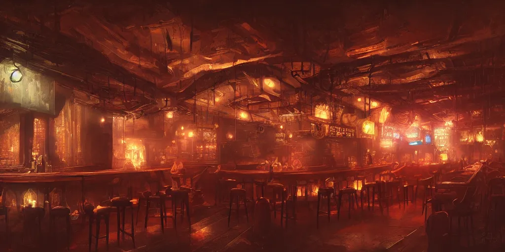 Image similar to underground bar, atmospheric lighting, high quality, sharp focus, intricate, digital art, artstation, 4k