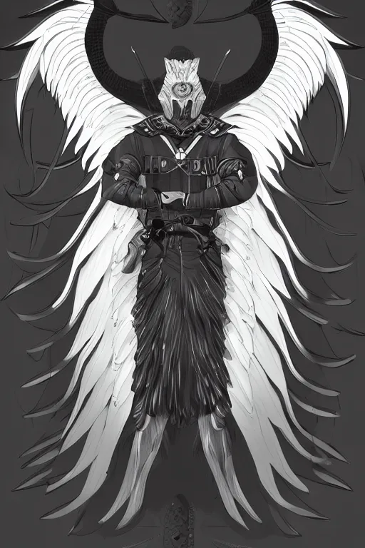 Image similar to a man with eagle wings for arms, symmetrical, highly detailed, digital art, sharp focus, trending on art station, anime art style