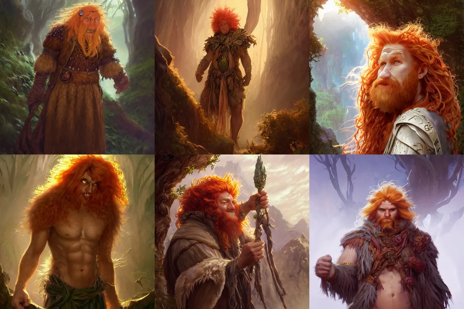 Prompt: a troll man druid with strawberry blonde hair and huge hands covered in sirt, D&D, fantasy, intricate, cinematic lighting, highly detailed, digital painting, artstation, concept art, smooth, sharp focus, illustration, art by Artgerm and Greg Rutkowski and Alphonse Mucha