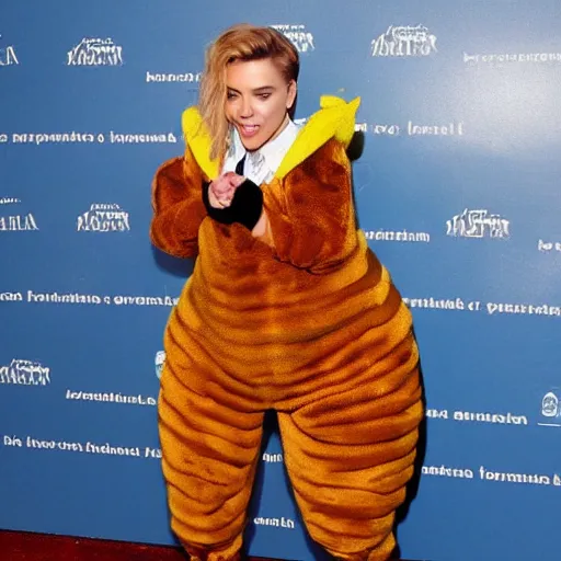 Image similar to scarlett johansson wearing a hamster costume