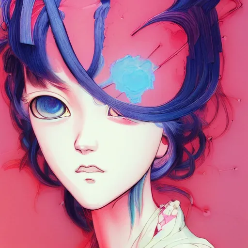 Prompt: prompt : pink and blue portrait soft light painted by james jean and katsuhiro otomo and erik jones, inspired by evangeleon anime, smooth face feature, intricate oil painting, high detail illustration, sharp high detail, manga and anime 1 9 9 0